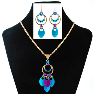 Nouveau  chainmaille Earrings and Necklace by April Hannah Llewellyn