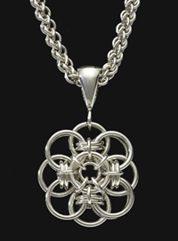 sterling silver chainmaille pendant