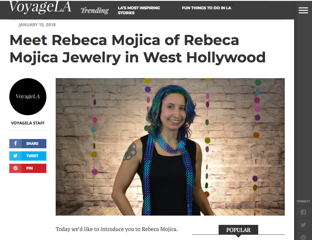 Rebeca Mojica in VoyageLA magazine article