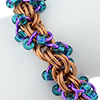 Carnivale (Beaded Double Spiral), KIT - Carnivale (Beaded Double Spiral) Bracelet - Custom Colors, copper double spiral chainmaille weave with purple and blue beads