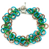 Shaggy Loops, KIT - Shaggy Loops, shaggy loops chainmaille weave bracelet in earth colors of brown, turquoise, blue and gold