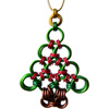 Holiday Ornament (Christmas Tree), KIT - Holiday Ornament - Christmas Tree w/ Multi Mix Ornaments, chainmaille christmas tree ornament  
