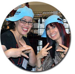 Rebeca and Kat at the B3 booth at the beadandbutton show 2011