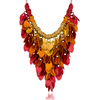 Elemental Leaves, KIT - Elemental Leaves - Water, scalemaille dramatic statement necklace in fire colors of red, orange and gold fade on a white background
