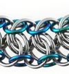 Mngwa Bracelet, KIT - Mngwa Mini Bracelet Stainless Steel w/ Mermaid Blend Niobium + Titanium lobster, mngwa chainmaille weave in stainless steel and blue niobium