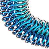 Sleek Cuff Variation, KIT - PRE-ORDER - Niobium Edged 6-in-1 Cuff Kit as shown w/ Barbed wire toggle, Sleek Cuff chainmaille pattern in turquoise and blue anodized niobium jump rings